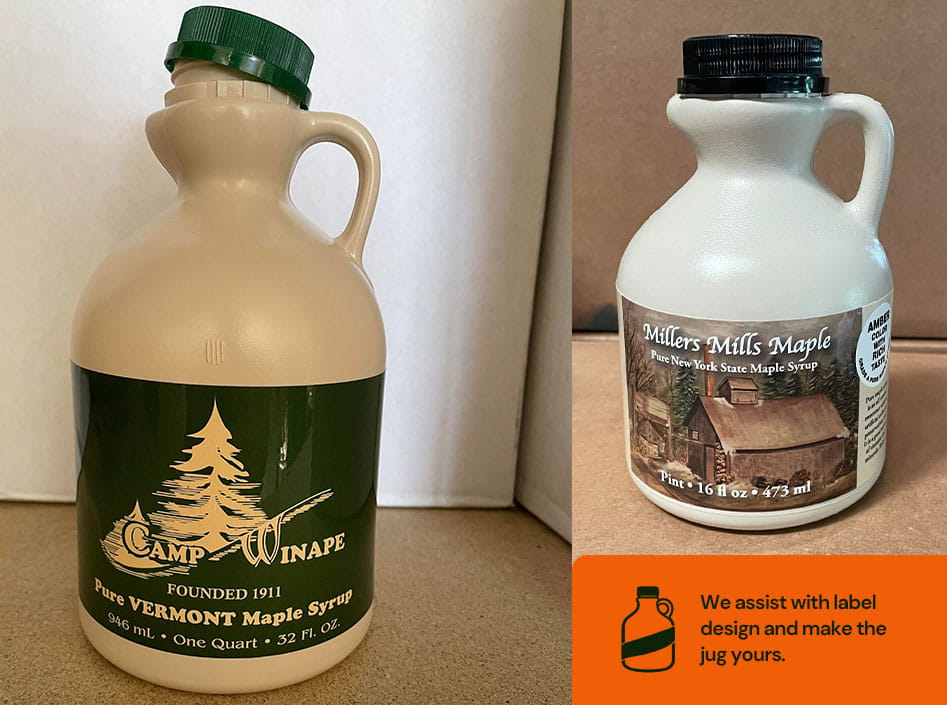 We assist with label design and make the jug yours.