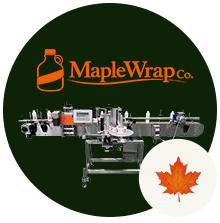 Maple Wrap logo with labeler and maple leaf